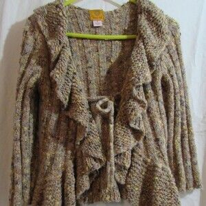 VINTAGE RUDY RD SIZE SMALL SWEATER BOHO STYLE 26% WOOL TIES IN FRONT
